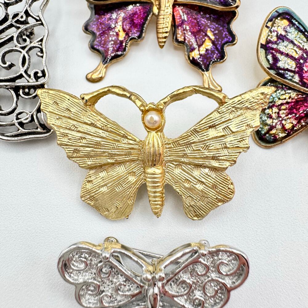 5 Piece Vintage Butterfly Brooch Lot Fairycore Insect Bug Spring Summer Garden - Picture 6 of 12